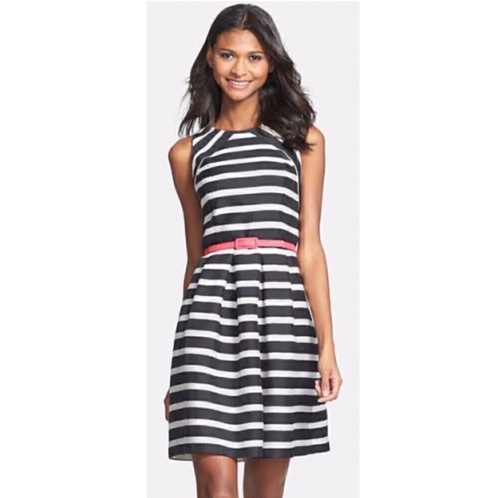 Eliza J Mini Dress 12P Petite Stripe Fit & Flare Party Cocktail Wedding Luxury